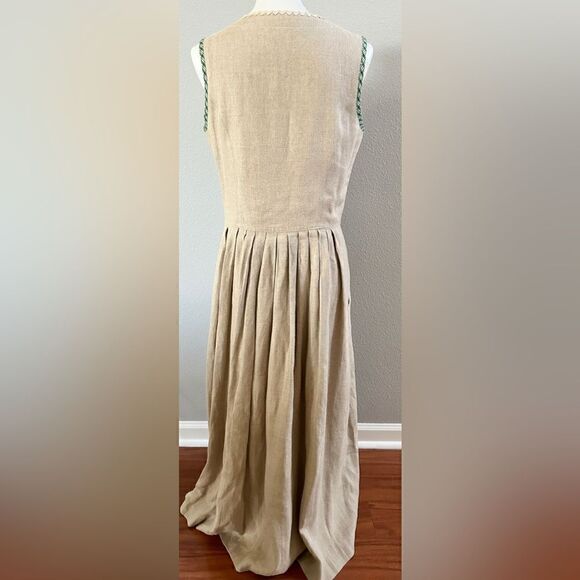 Vintage folklore prairie linen Berwin & Wolff linen tank maxi dress Sz 40 - Picture 6 of 6